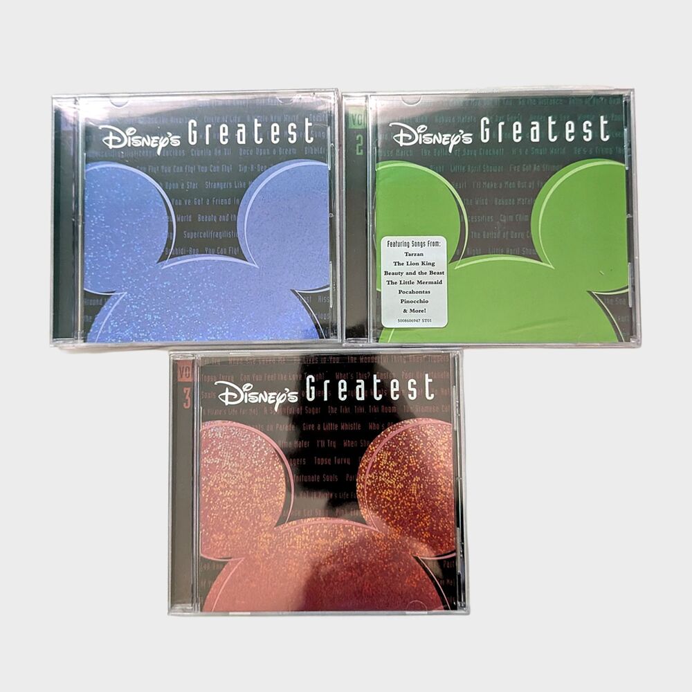Disney's Greatest Hits CD Lot Vol 1 2 3 Vintage Music Classic Songs Collectible